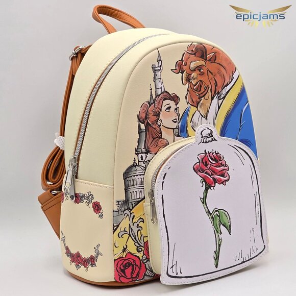 Loungefly Disney Beauty And The Beast Couple Rose Mini Backpack